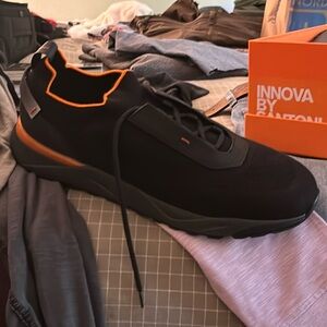 Santoni Floinn Knit Leather Rubber Sneakers New In Box